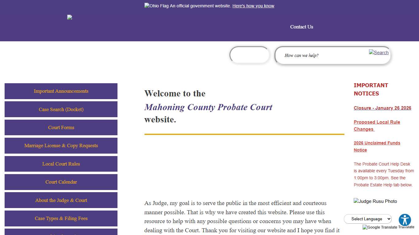 Probate Court Mahoning County, OH