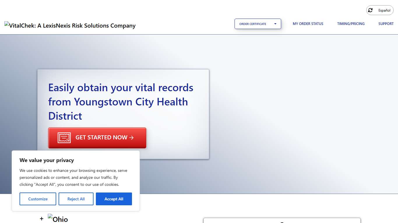 Youngstown City Health District (OH) Order Certificates - VitalChek