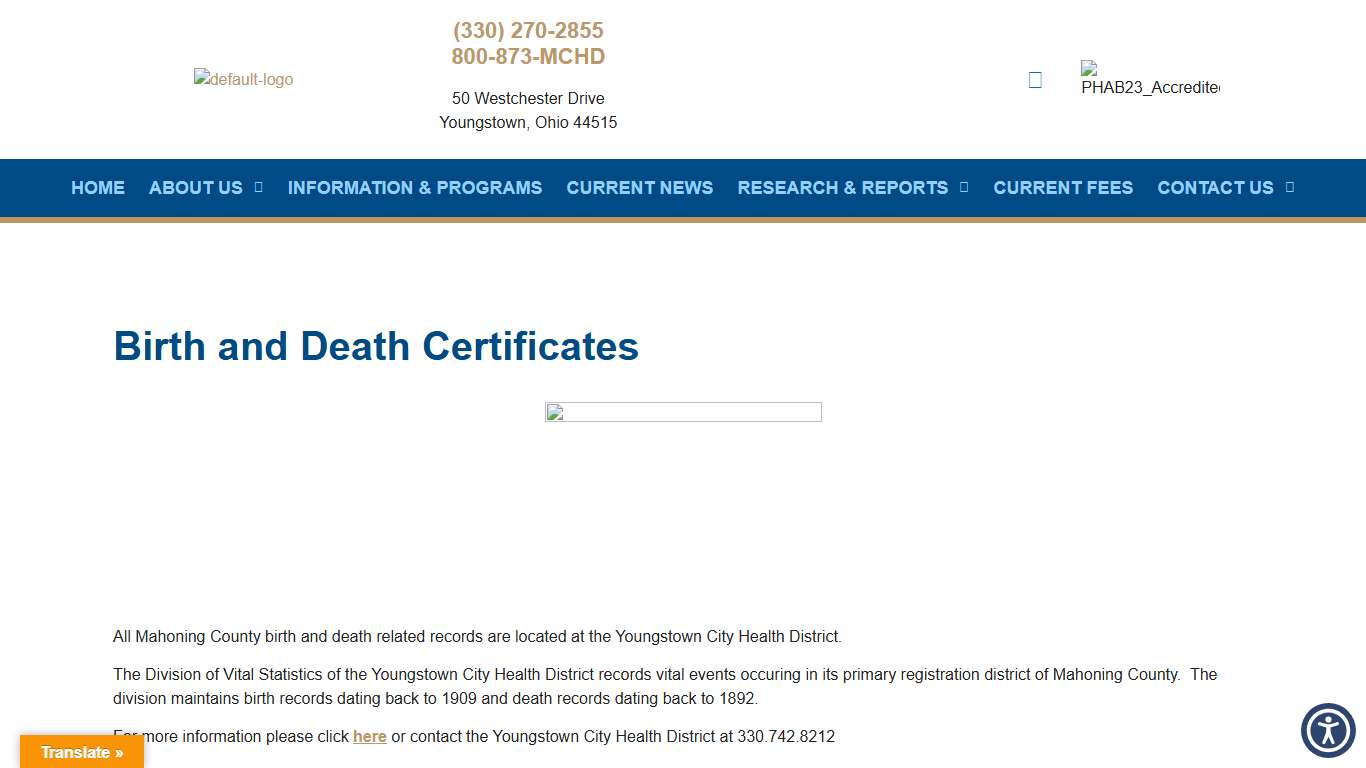 Birth and Death Certificates • Mahoning County Public Health