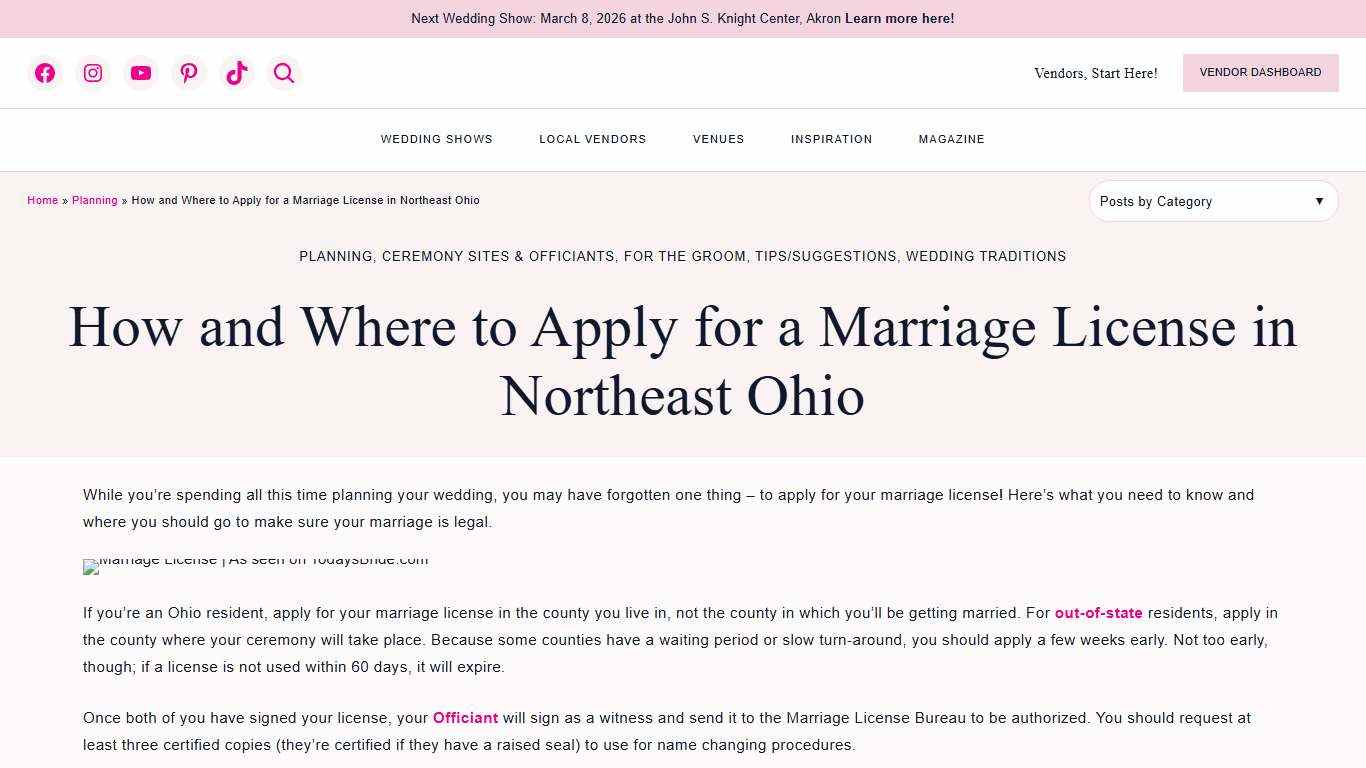 How and Where to Apply for a Marriage License in Northeast Ohio – Today's Bride